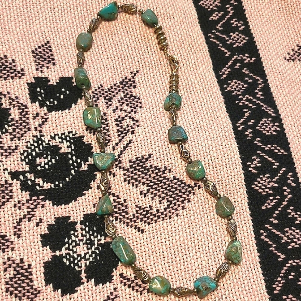 Jasper and Silver Beaded Necklace